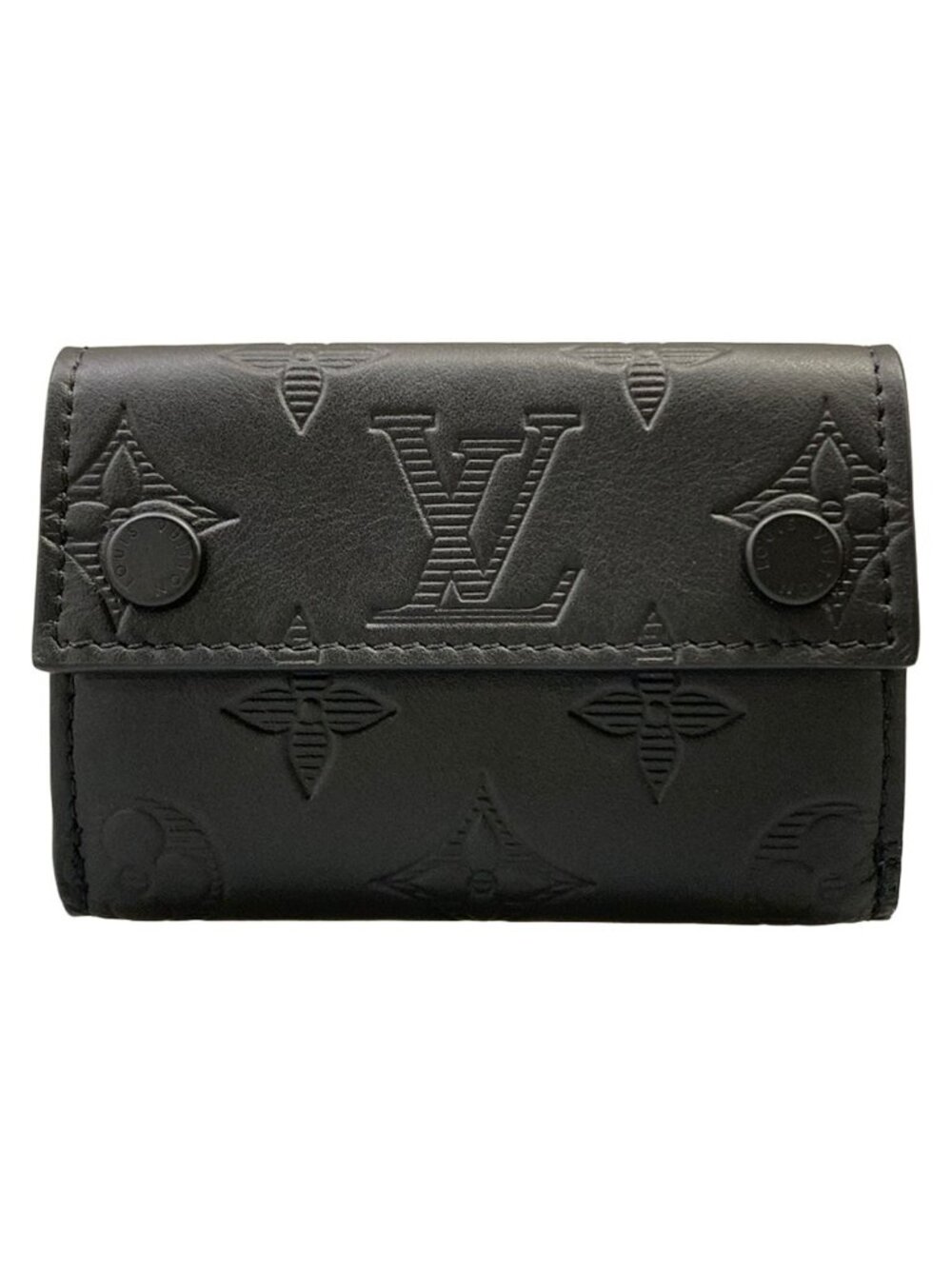 Louis Vuitton Trifold Wallet Monogram Shadow Discovery Compact Leather Cowhide